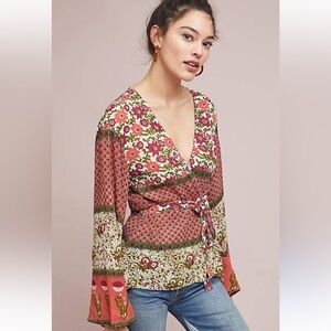 ANTHROPOLOGIE RAGA Enchanted Forest Wrap Top